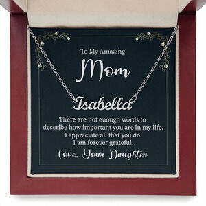 To My Mom Forever Grateful Daughter Personalized Name Necklace Stainless Steel
